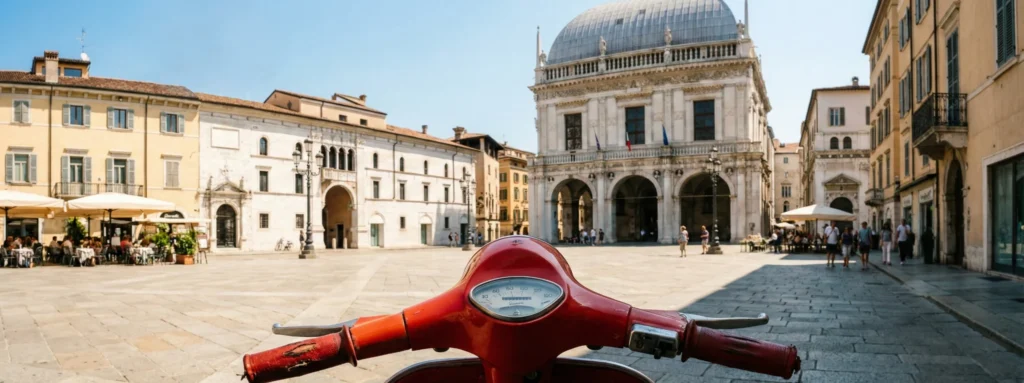 Vespa in Piazza della Loggia a Brescia